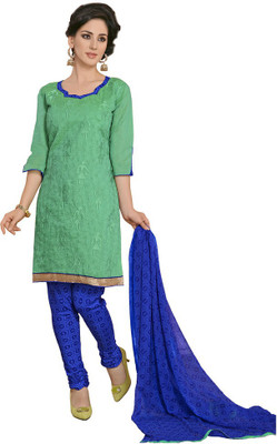 

Trendz Apparels Chanderi Printed Salwar Suit Dupatta Material(Un-stitched), Green