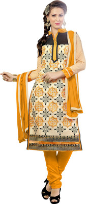 

Parishi Fashion Chanderi Embroidered Salwar Suit Dupatta Material(Un-stitched), White