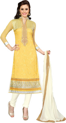 

Khushali Jacquard Self Design, Embroidered Salwar Suit Dupatta Material(Un-stitched), Yellow