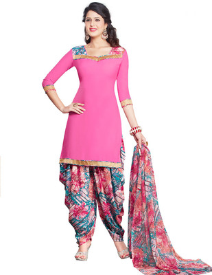 

Pshopee Synthetic Printed Salwar Suit Dupatta Material(Un-stitched), Pink