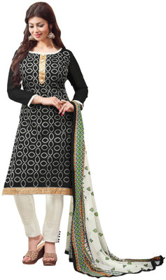 

Trendz Apparels Cotton Embroidered Dress/Top Material(Un-stitched), Black