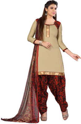 Trendz Apparels Cotton Embroidered Salwar Suit Dupatta Material(Un-stitched), Gold