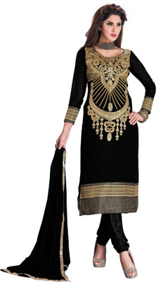 

Vardhman Synthetics Georgette Embroidered Dress/Top Material(Un-stitched), Black