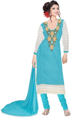 

Jiya Chanderi Self Design, Embellished, Embroidered Dress/Top Material(Un-stitched), Sky blue