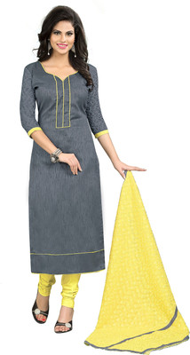 

Khushali Silk Self Design, Solid Salwar Suit Dupatta Material(Un-stitched), Grey;yellow