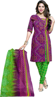 

Indian Wear Online Cotton Printed Salwar Suit Dupatta Material(Un-stitched), Purple