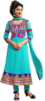 

Jiya Georgette Self Design, Embroidered Salwar Suit Dupatta Material(Un-stitched), Light blue