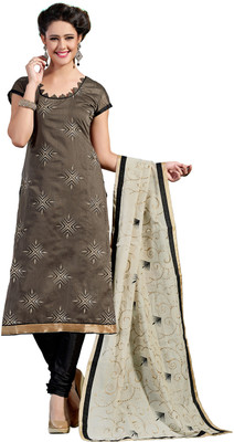 

Jiya Chanderi Self Design, Embroidered Salwar Suit Dupatta Material(Un-stitched), Black;brown
