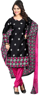 

Trendz Apparels Crepe Printed Salwar Suit Dupatta Material(Un-stitched), Black