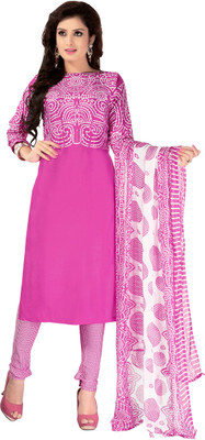 

Jiya Crepe Self Design, Printed Salwar Suit Dupatta Material(Un-stitched), Pink;white