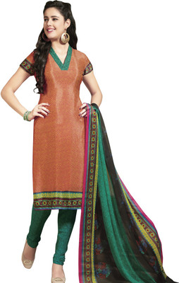 

Trendz Apparels Crepe Printed Salwar Suit Dupatta Material(Un-stitched), Orange