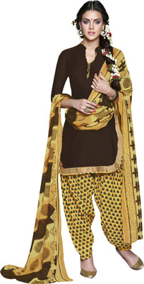 

Khushali Crepe Self Design Salwar Suit Dupatta Material(Un-stitched), Brown;yellow