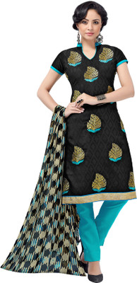 

Khushali Jacquard Self Design, Embroidered Salwar Suit Dupatta Material(Un-stitched), Black;light blue