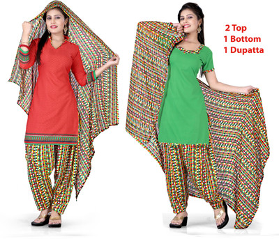 

Jiya Crepe Self Design, Printed Salwar Suit Dupatta Material(Un-stitched), Green;multicolor;red