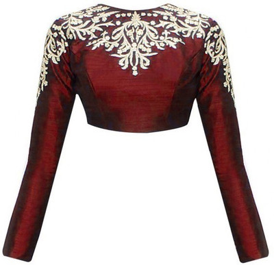 

vandvhsop Silk Embroidered Blouse Material(Un-stitched), Maroon
