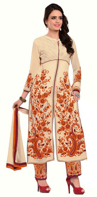 

Jiya Georgette Self Design, Embroidered Salwar Suit Dupatta Material(Un-stitched), Beige;maroon;orange