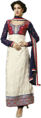

Party Wear Dresses Georgette Embroidered Semi-stitched Salwar Suit Dupatta Material, Multicolor