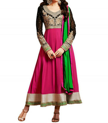 

High Choice Creation Georgette Embroidered Semi-stitched Salwar Suit Dupatta Material, Multicolor