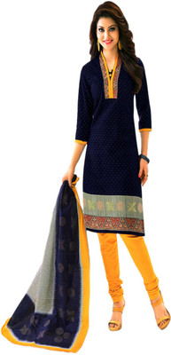 

Javuli Cotton Printed Salwar Suit Material(Un-stitched), Blue