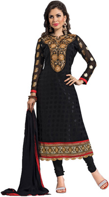 

Party Wear Dresses Georgette Embroidered Semi-stitched Salwar Suit Dupatta Material, Black
