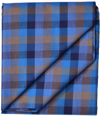 

British Terminal Cotton Checkered Shirt Fabric(Un-stitched), Blue