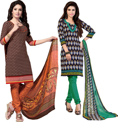 

Khushali Cotton Self Design, Printed Salwar Suit Dupatta Material(Un-stitched), Brown;dark blue;white