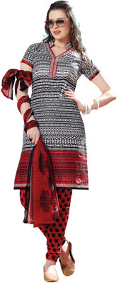

Jiya Cotton Self Design, Printed Salwar Suit Dupatta Material(Un-stitched), Black;white