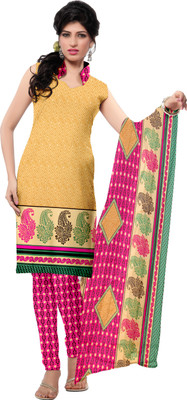 

Khushali Crepe Self Design, Printed Salwar Suit Dupatta Material(Un-stitched), Beige;pink