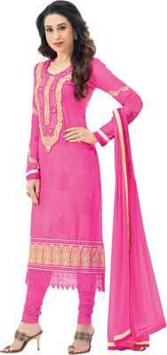 

Jiya Cotton Self Design, Embroidered Salwar Suit Dupatta Material(Un-stitched), Pink