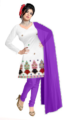 

Indian Wear Online Cotton Embroidered Salwar Suit Dupatta Material(Un-stitched), White