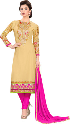 

Jiya Georgette Self Design, Embroidered Salwar Suit Dupatta Material(Un-stitched), Beige;pink