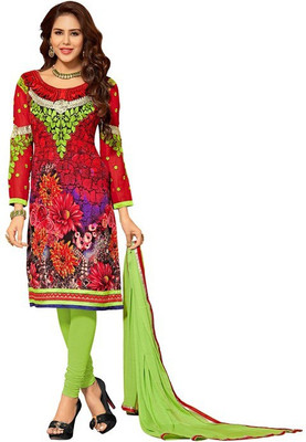 

Parishi Fashion Cotton Embroidered Salwar Suit Material(Un-stitched), Red