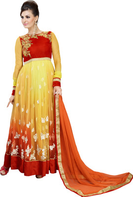 

Khushali Net Self Design, Embroidered, Embellished Salwar Suit Dupatta Material(Un-stitched), Orange;red;yellow