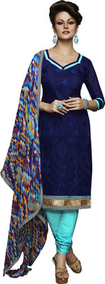 

Jiya Chanderi Self Design, Embroidered Salwar Suit Dupatta Material(Un-stitched), Dark blue;light blue;multicolor