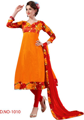 

Trendz Apparels Cotton Silk Blend Printed Salwar Suit Dupatta Material(Un-stitched), Orange
