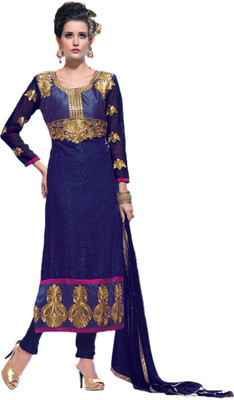 

Indian Wear Online Georgette Embroidered Semi-stitched Salwar Suit Dupatta Material, Red
