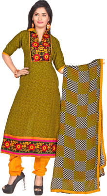 

Trendz Apparels Cotton Embroidered Dress/Top Material(Un-stitched), Green