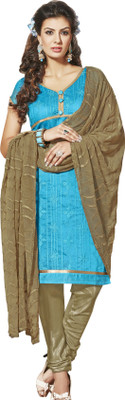 

Khushali Chanderi Self Design, Embroidered Salwar Suit Dupatta Material(Un-stitched), Beige;light blue