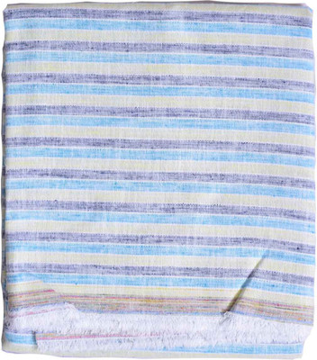 

British Terminal Cotton Striped Shirt Fabric(Un-stitched), Sky blue