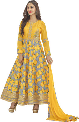 

Khushali Silk Self Design, Embroidered Salwar Suit Dupatta Material(Un-stitched), Grey;yellow