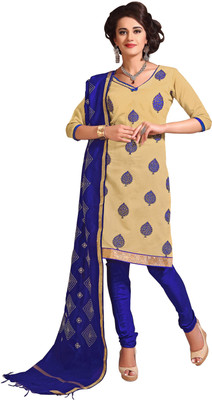

Jiya Chanderi Embroidered, Self Design Salwar Suit Dupatta Material(Un-stitched), Beige;blue