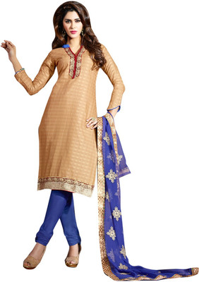 

Styliner Cotton Embroidered Salwar Suit Dupatta Material(Un-stitched), Gold