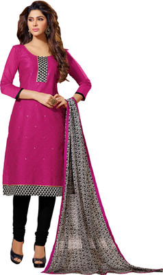 

Khushali Chanderi Self Design, Embroidered, Embellished Salwar Suit Dupatta Material(Un-stitched), Beige;black;pink