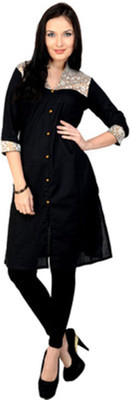 

V And V Shop Cotton Self Design Kurti Fabric(Un-stitched), Black