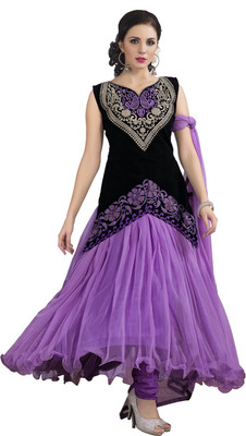 

Jiya Net Self Design, Embroidered Salwar Suit Dupatta Material(Un-stitched), Purple