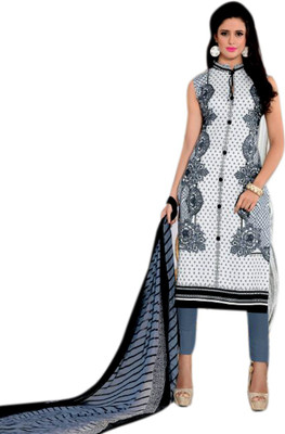 

Sahej Suits Cotton Printed Salwar Suit Dupatta Material(Un-stitched), Grey