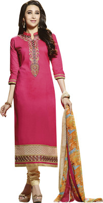 

Khushali Cotton Self Design, Embroidered Salwar Suit Dupatta Material(Un-stitched), Beige;multicolor;pink