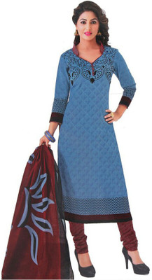 

Sharvi Cotton Printed Salwar Suit Dupatta Material(Un-stitched), Blue;maroon