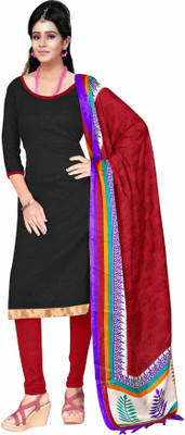 

Jiya Silk Self Design Salwar Suit Dupatta Material(Un-stitched), Black;red