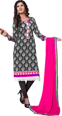 

Khushali Chanderi Self Design, Printed Salwar Suit Dupatta Material(Un-stitched), Black;pink;white